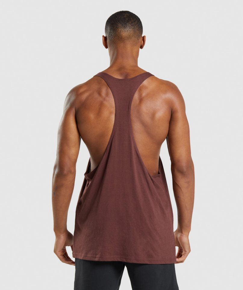 Men's Gymshark Legacy Stringer Tanks Burgundy | CA 63850D